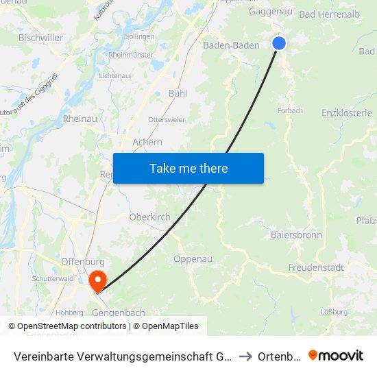 Vereinbarte Verwaltungsgemeinschaft Gernsbach to Ortenberg map