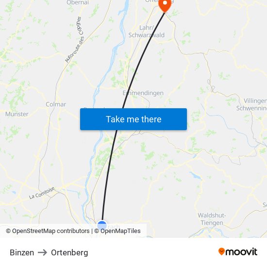 Binzen to Ortenberg map