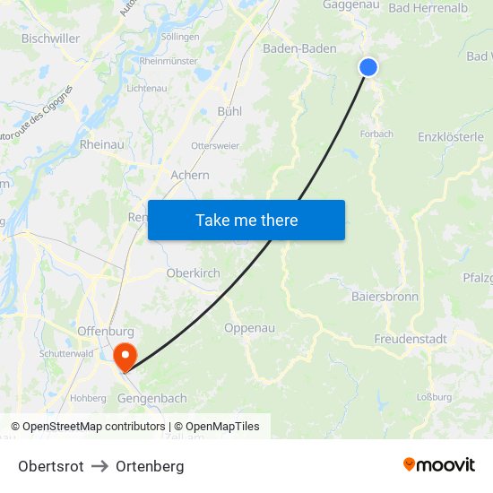 Obertsrot to Ortenberg map