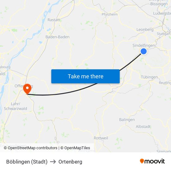 Böblingen (Stadt) to Ortenberg map