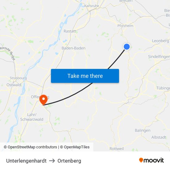 Unterlengenhardt to Ortenberg map