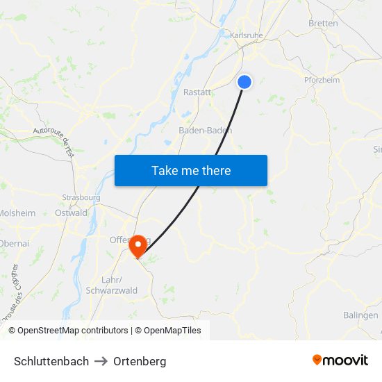 Schluttenbach to Ortenberg map