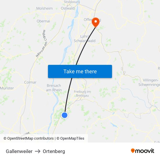 Gallenweiler to Ortenberg map
