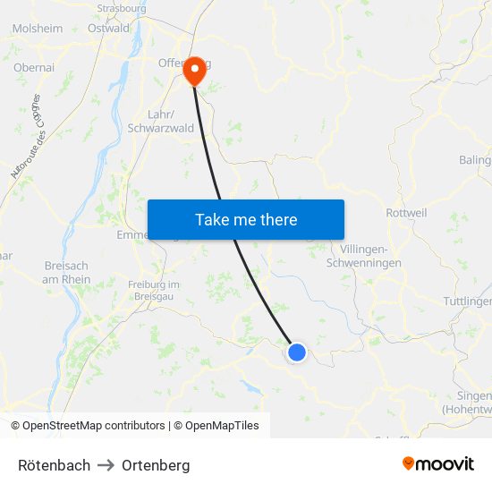 Rötenbach to Ortenberg map