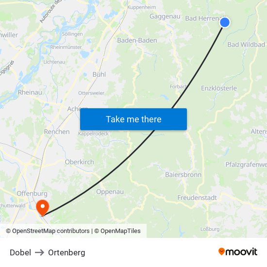 Dobel to Ortenberg map