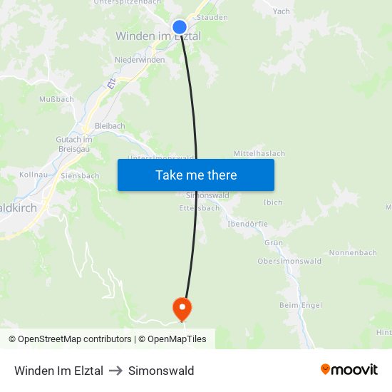 Winden Im Elztal to Simonswald map