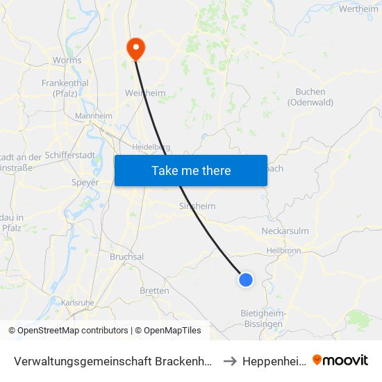 Verwaltungsgemeinschaft Brackenheim to Heppenheim map