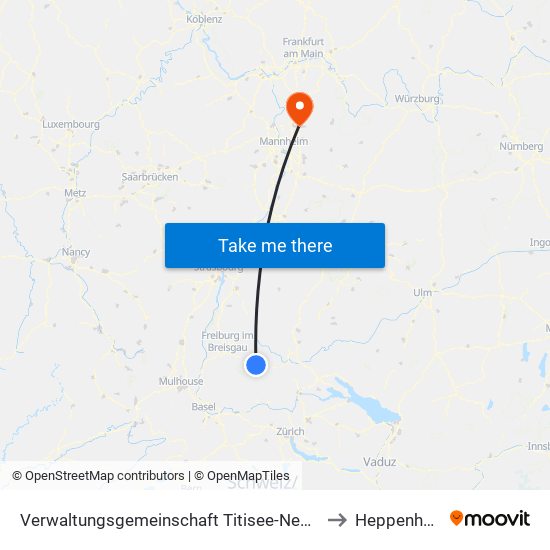 Verwaltungsgemeinschaft Titisee-Neustadt to Heppenheim map