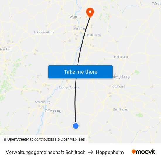 Verwaltungsgemeinschaft Schiltach to Heppenheim map