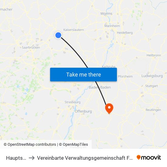 Hauptstuhl to Vereinbarte Verwaltungsgemeinschaft Freudenstadt map