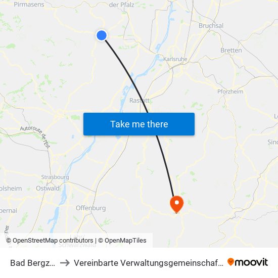 Bad Bergzabern to Vereinbarte Verwaltungsgemeinschaft Freudenstadt map