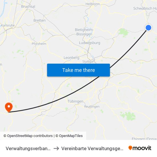 Verwaltungsverband Limpurger Land to Vereinbarte Verwaltungsgemeinschaft Freudenstadt map