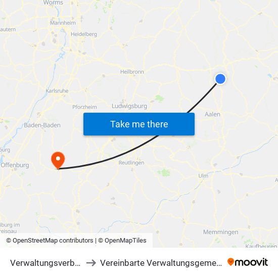 Verwaltungsverband Fichtenau to Vereinbarte Verwaltungsgemeinschaft Freudenstadt map