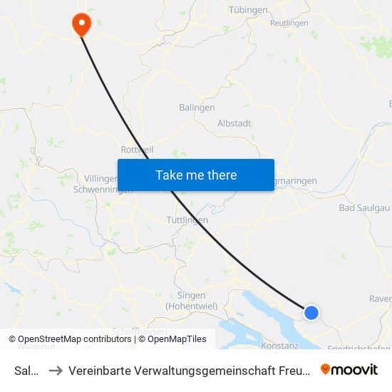 Salem to Vereinbarte Verwaltungsgemeinschaft Freudenstadt map