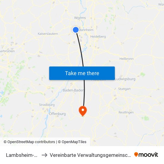 Lambsheim-Heßheim to Vereinbarte Verwaltungsgemeinschaft Freudenstadt map