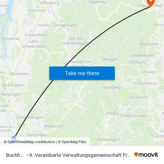 Buchheim to Vereinbarte Verwaltungsgemeinschaft Freudenstadt map