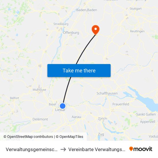 Verwaltungsgemeinschaft Rheinfelden (Baden) to Vereinbarte Verwaltungsgemeinschaft Freudenstadt map