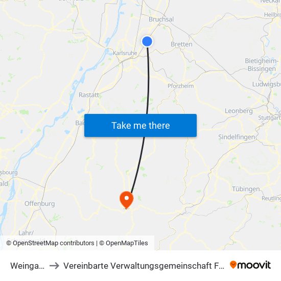 Weingarten to Vereinbarte Verwaltungsgemeinschaft Freudenstadt map