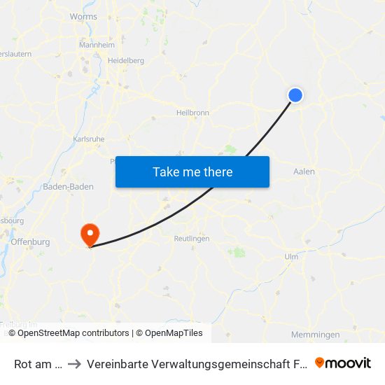 Rot am See to Vereinbarte Verwaltungsgemeinschaft Freudenstadt map