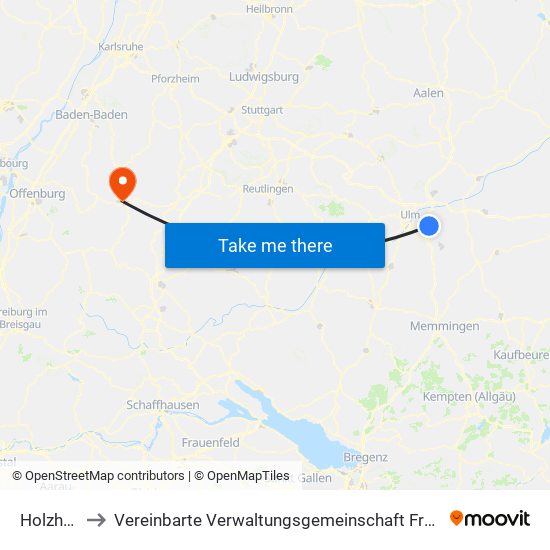 Holzheim to Vereinbarte Verwaltungsgemeinschaft Freudenstadt map