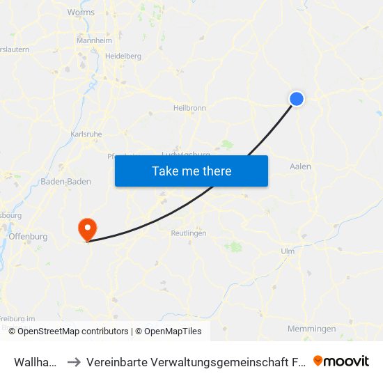 Wallhausen to Vereinbarte Verwaltungsgemeinschaft Freudenstadt map