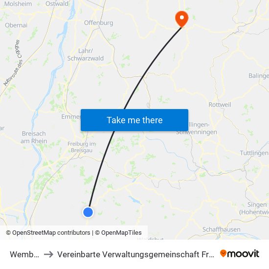Wembach to Vereinbarte Verwaltungsgemeinschaft Freudenstadt map