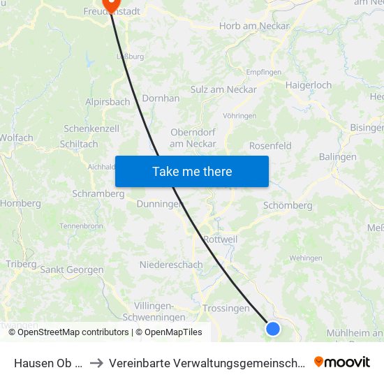 Hausen Ob Verena to Vereinbarte Verwaltungsgemeinschaft Freudenstadt map