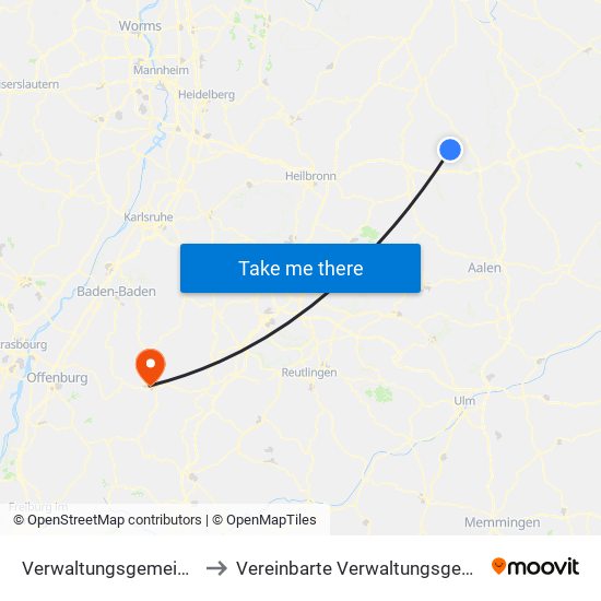 Verwaltungsgemeinschaft Gerabronn to Vereinbarte Verwaltungsgemeinschaft Freudenstadt map