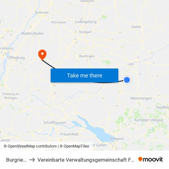 Burgrieden to Vereinbarte Verwaltungsgemeinschaft Freudenstadt map
