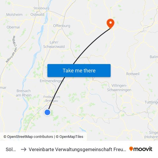 Sölden to Vereinbarte Verwaltungsgemeinschaft Freudenstadt map