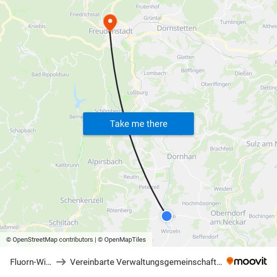 Fluorn-Winzeln to Vereinbarte Verwaltungsgemeinschaft Freudenstadt map