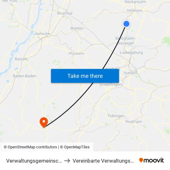 Verwaltungsgemeinschaft Lauffen am Neckar to Vereinbarte Verwaltungsgemeinschaft Freudenstadt map