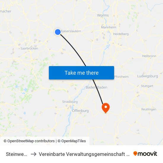 Steinwenden to Vereinbarte Verwaltungsgemeinschaft Freudenstadt map
