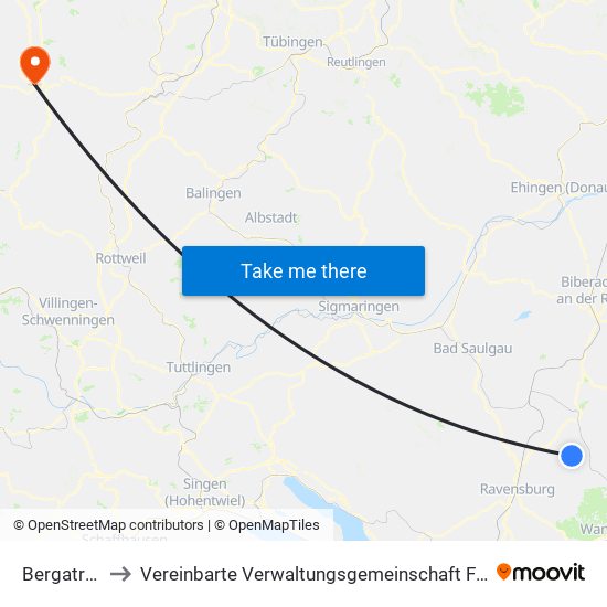 Bergatreute to Vereinbarte Verwaltungsgemeinschaft Freudenstadt map