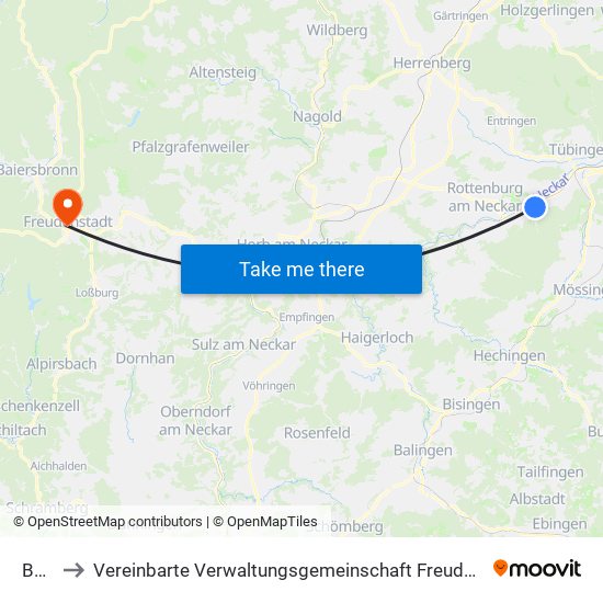 Bühl to Vereinbarte Verwaltungsgemeinschaft Freudenstadt map