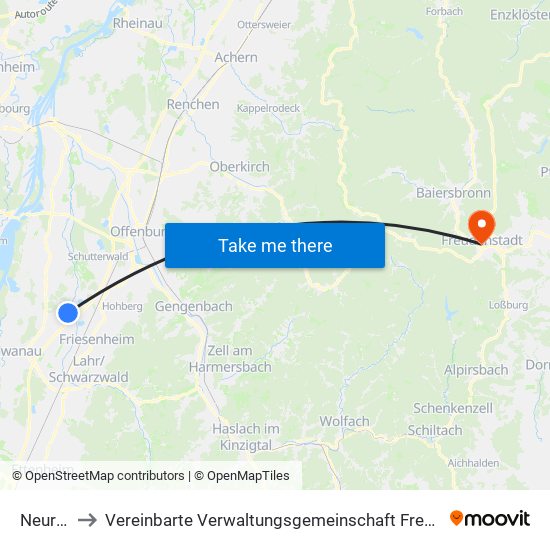 Neuried to Vereinbarte Verwaltungsgemeinschaft Freudenstadt map