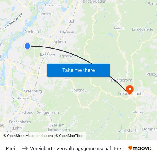 Rheinau to Vereinbarte Verwaltungsgemeinschaft Freudenstadt map