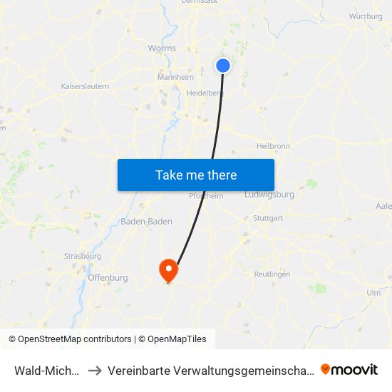 Wald-Michelbach to Vereinbarte Verwaltungsgemeinschaft Freudenstadt map