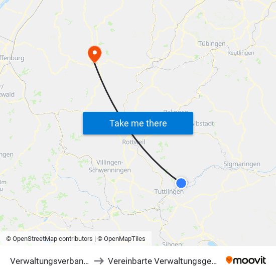 Verwaltungsverband Donau-Heuberg to Vereinbarte Verwaltungsgemeinschaft Freudenstadt map