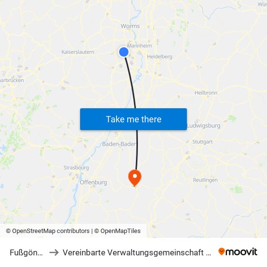 Fußgönheim to Vereinbarte Verwaltungsgemeinschaft Freudenstadt map