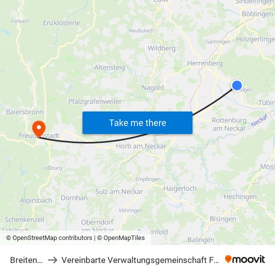 Breitenholz to Vereinbarte Verwaltungsgemeinschaft Freudenstadt map