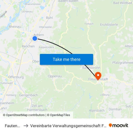 Fautenbach to Vereinbarte Verwaltungsgemeinschaft Freudenstadt map