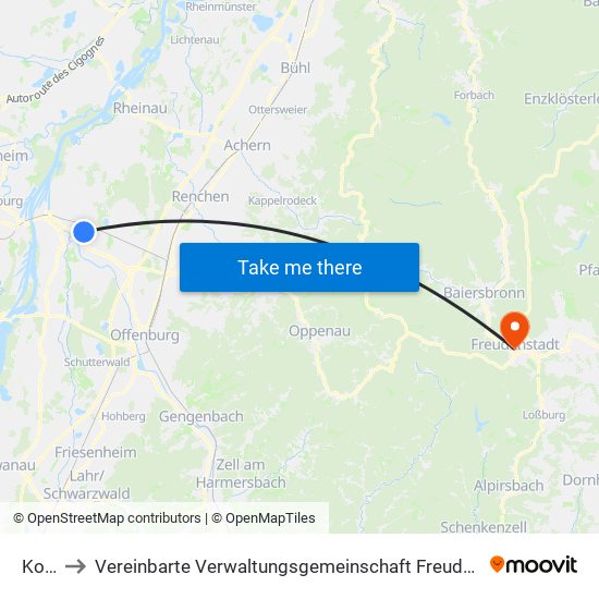 Kork to Vereinbarte Verwaltungsgemeinschaft Freudenstadt map