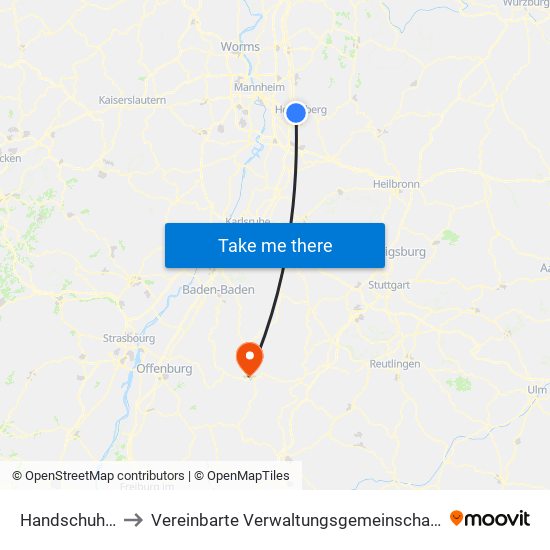 Handschuhsheim to Vereinbarte Verwaltungsgemeinschaft Freudenstadt map