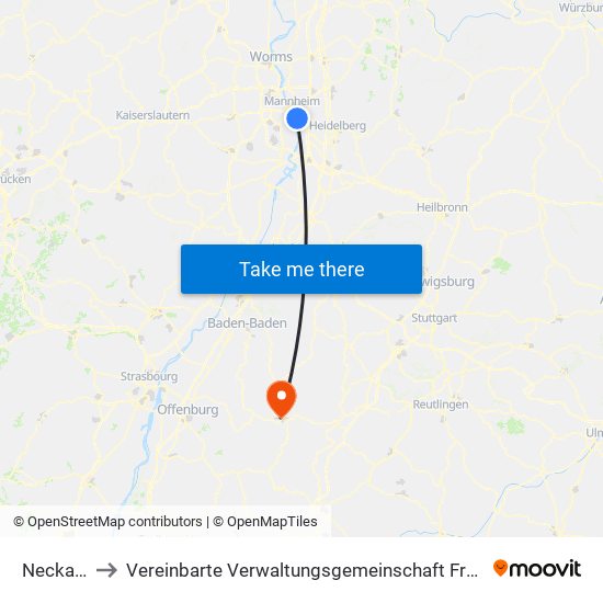 Neckarau to Vereinbarte Verwaltungsgemeinschaft Freudenstadt map