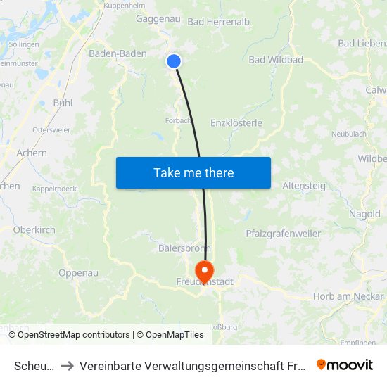 Scheuern to Vereinbarte Verwaltungsgemeinschaft Freudenstadt map