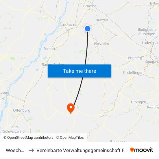 Wöschbach to Vereinbarte Verwaltungsgemeinschaft Freudenstadt map