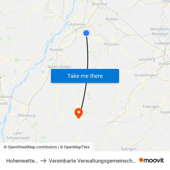 Hohenwettersbach to Vereinbarte Verwaltungsgemeinschaft Freudenstadt map