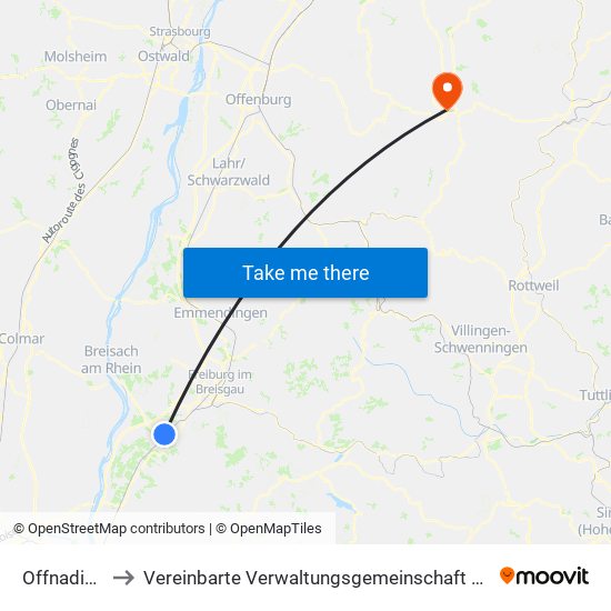 Offnadingen to Vereinbarte Verwaltungsgemeinschaft Freudenstadt map