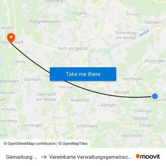 Gemarkung Starzeln to Vereinbarte Verwaltungsgemeinschaft Freudenstadt map